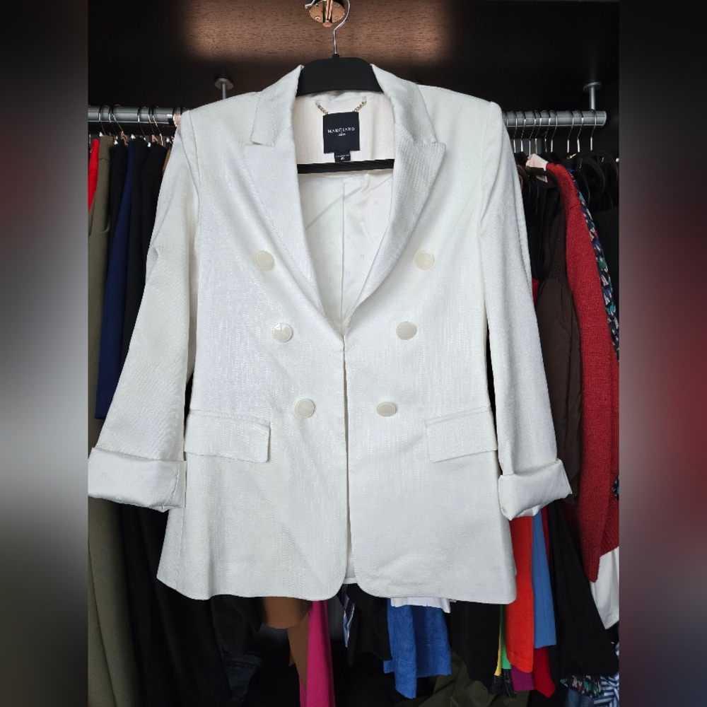 Marciano White Double-Breasted Blazer